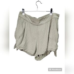 Free People Side Tie Sage Green Shorts Sz.L Bohemian, Summer Textured
